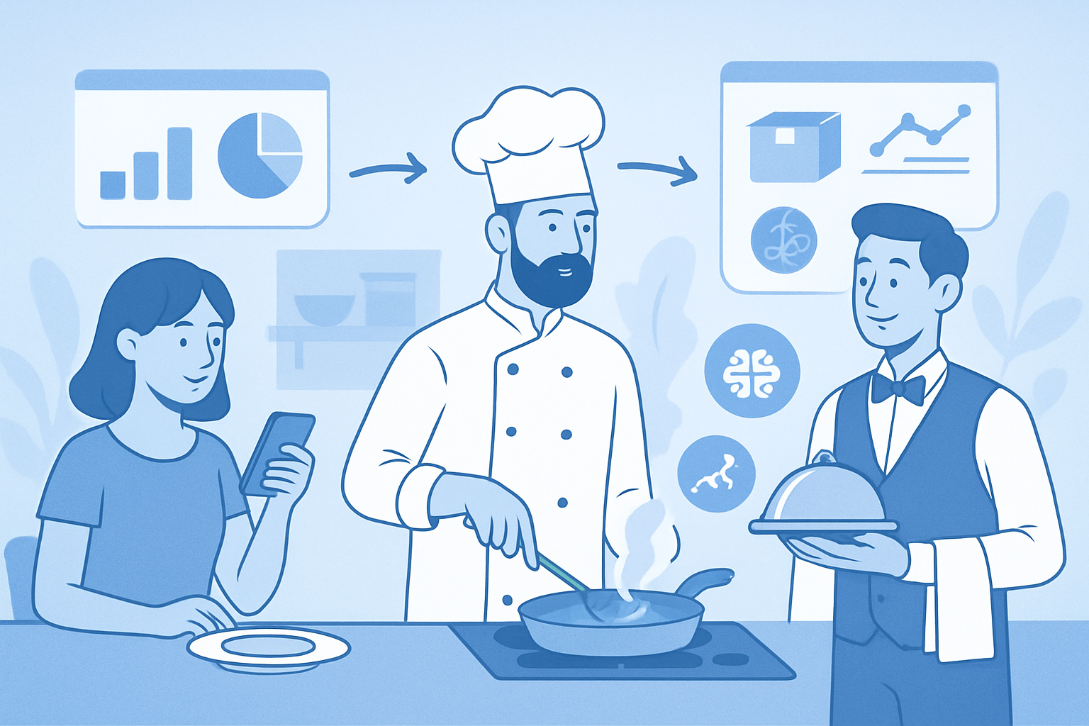 Minh họa 3 - Quy trình order – bếp – phục vụ khép kín giúp nhà hàng giảm sai món hiệu quả