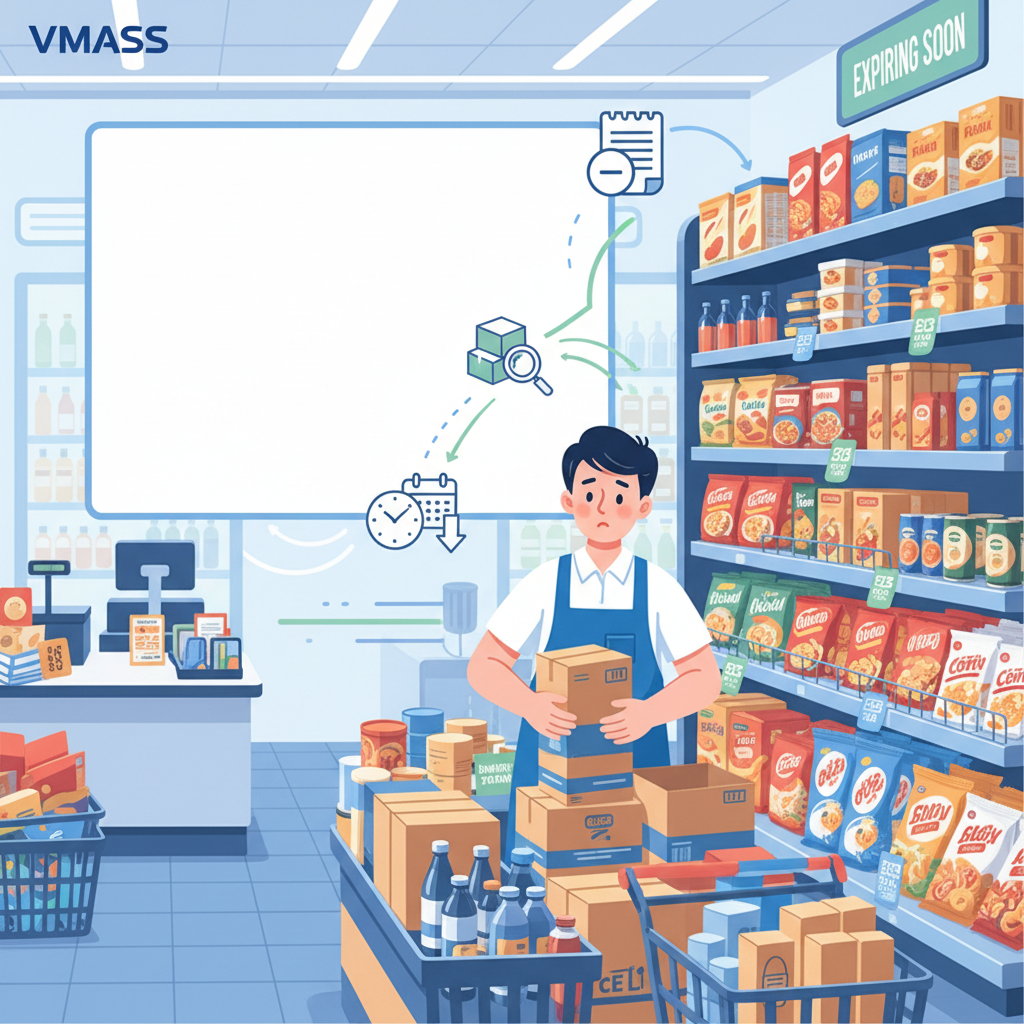 Hàng Cận Date Nằm Lẫn Trong Kho: Cách Tách Cảnh Báo Hạn Sử Dụng Để Xử Lý Sớm Ở Cửa Hàng Tạp Hóa 1 Hàng Cận Date Nằm Lẫn Trong Kho: Cách Tách Cảnh Báo Hạn Sử Dụng Để Xử Lý Sớm Ở Cửa Hàng Tạp Hóa - hình minh họa cho bài viết VMASS