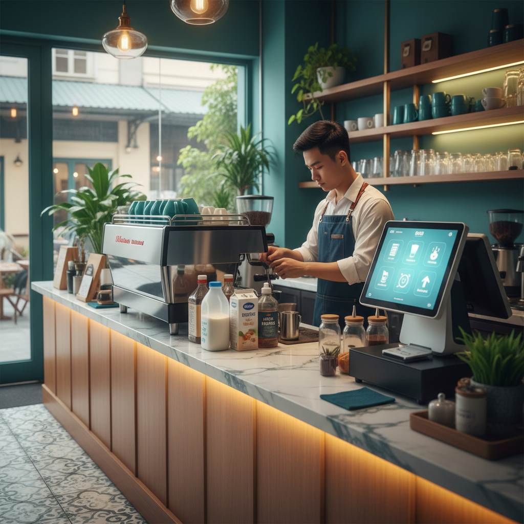 Sữa Mở Dở & Nguyên Liệu Pha Sẵn: Cách Theo Dõi Tồn Quy Đổi Cho Quán Cafe Trên VMASS - hình minh họa cho bài viết VMASS